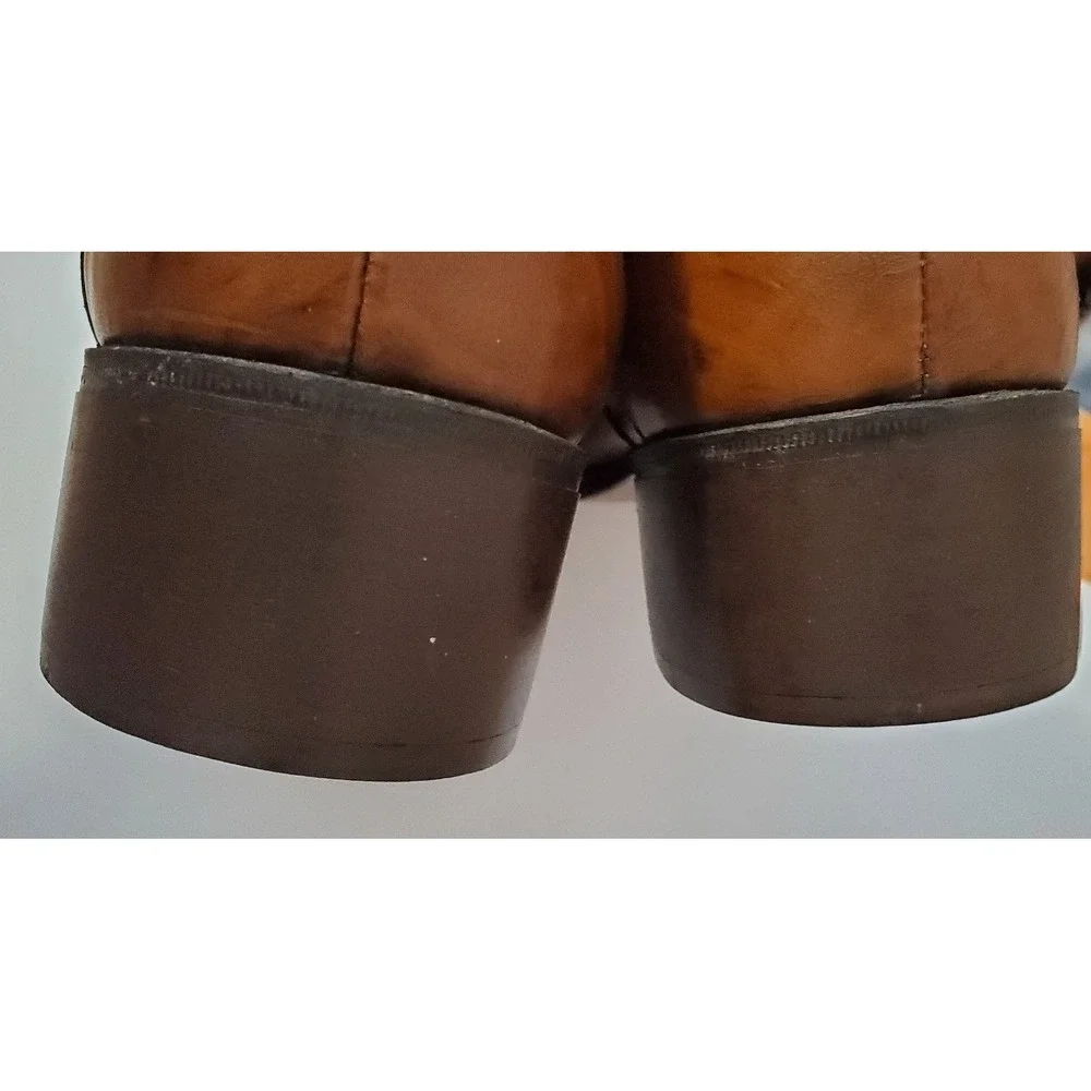 Rare Vintage Jarman Men's Shoes Platform Block Heel Two Tone Brown Oxford Hippie